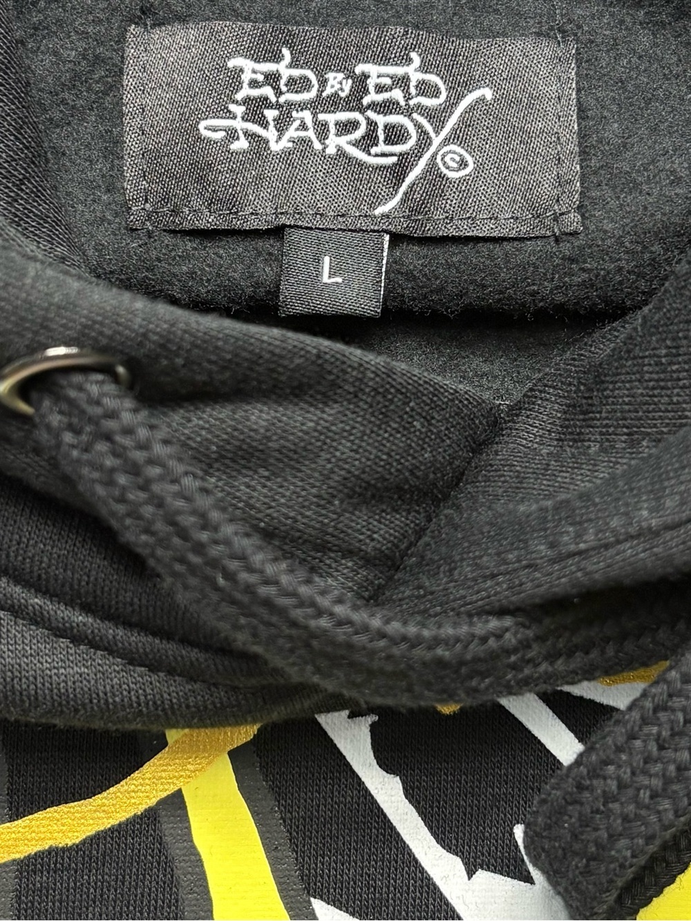 NWT Ed Hardy Black Fire Skull Tattoo Pullover Hoodie Size L EHM1300-58 - Picture 10 of 15